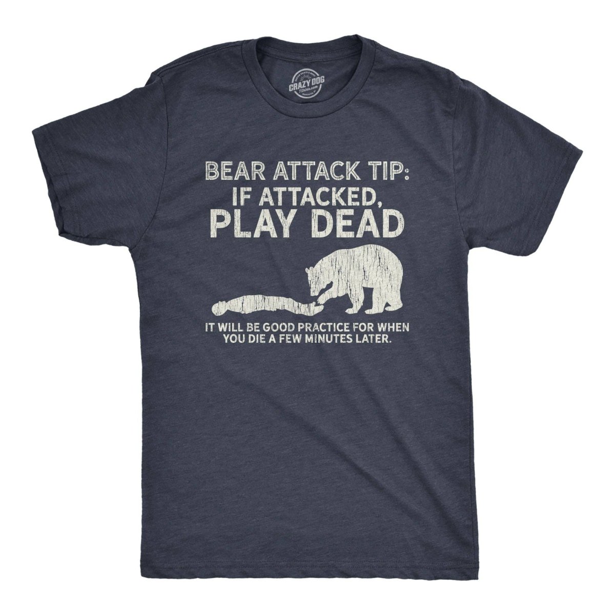 Bear Attack Tip Men's T Shirt: Heather Navy, XXL