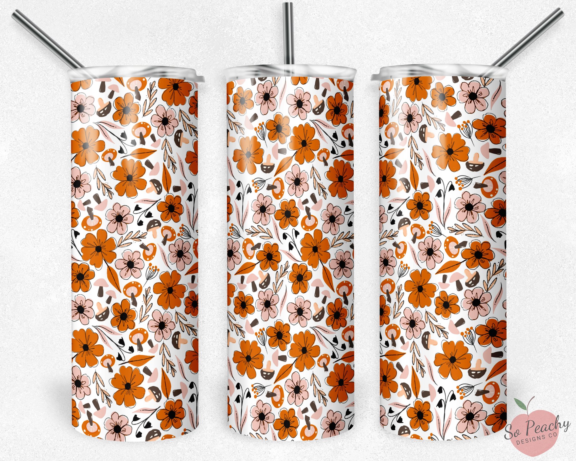 Fall Tumbler, Flower Tumbler, Pumpkin Tumbler