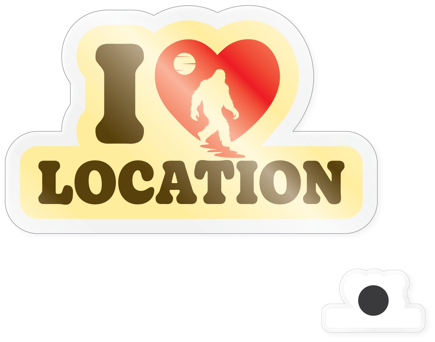 Magnet - I Heart Bigfoot: 1/8" Clear Acrylic Magnet