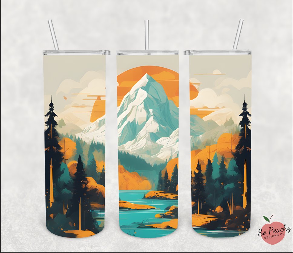 Mountain Tumbler, River Tumbler, Mountain Scenic View Cup