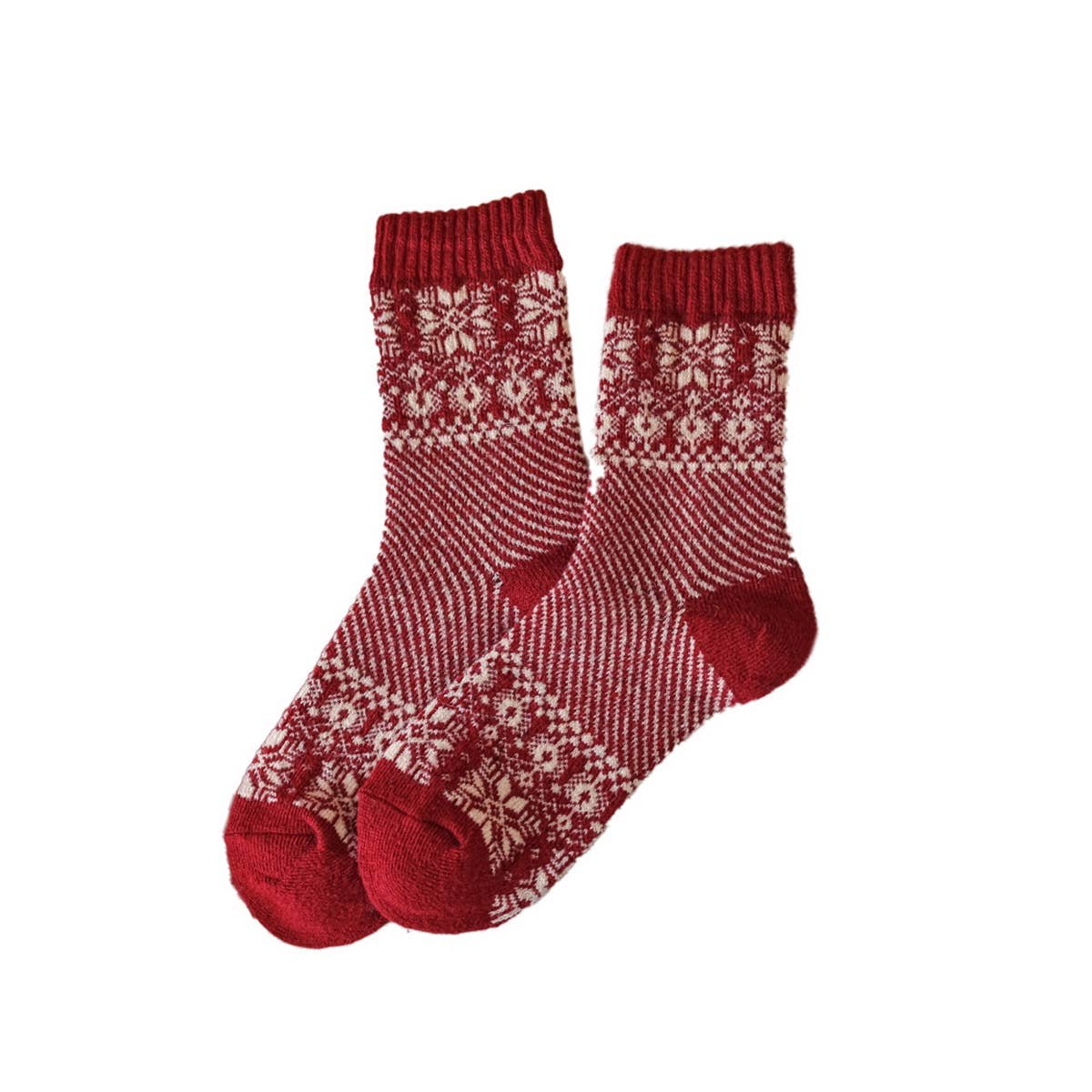 Thick Wool Red Crew Socks for Winter_CWMS03295: TYPE1, (OS) 1