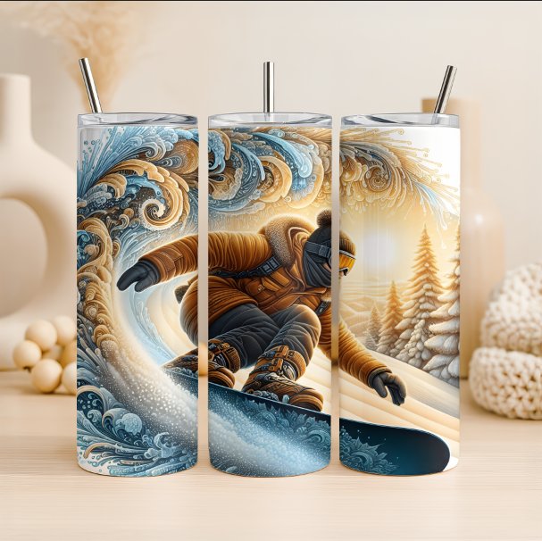 Winter Snowboarding Tumbler, Snowboarding Tumbler